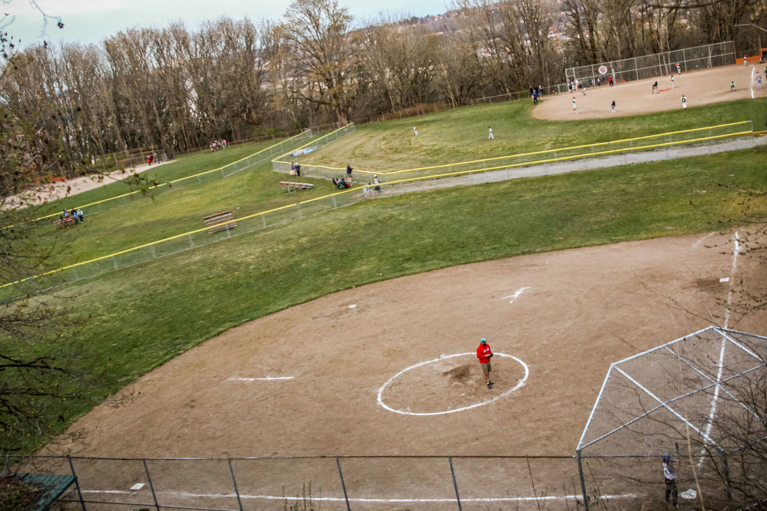 Hilltop view of the PeeWees in preseason action.