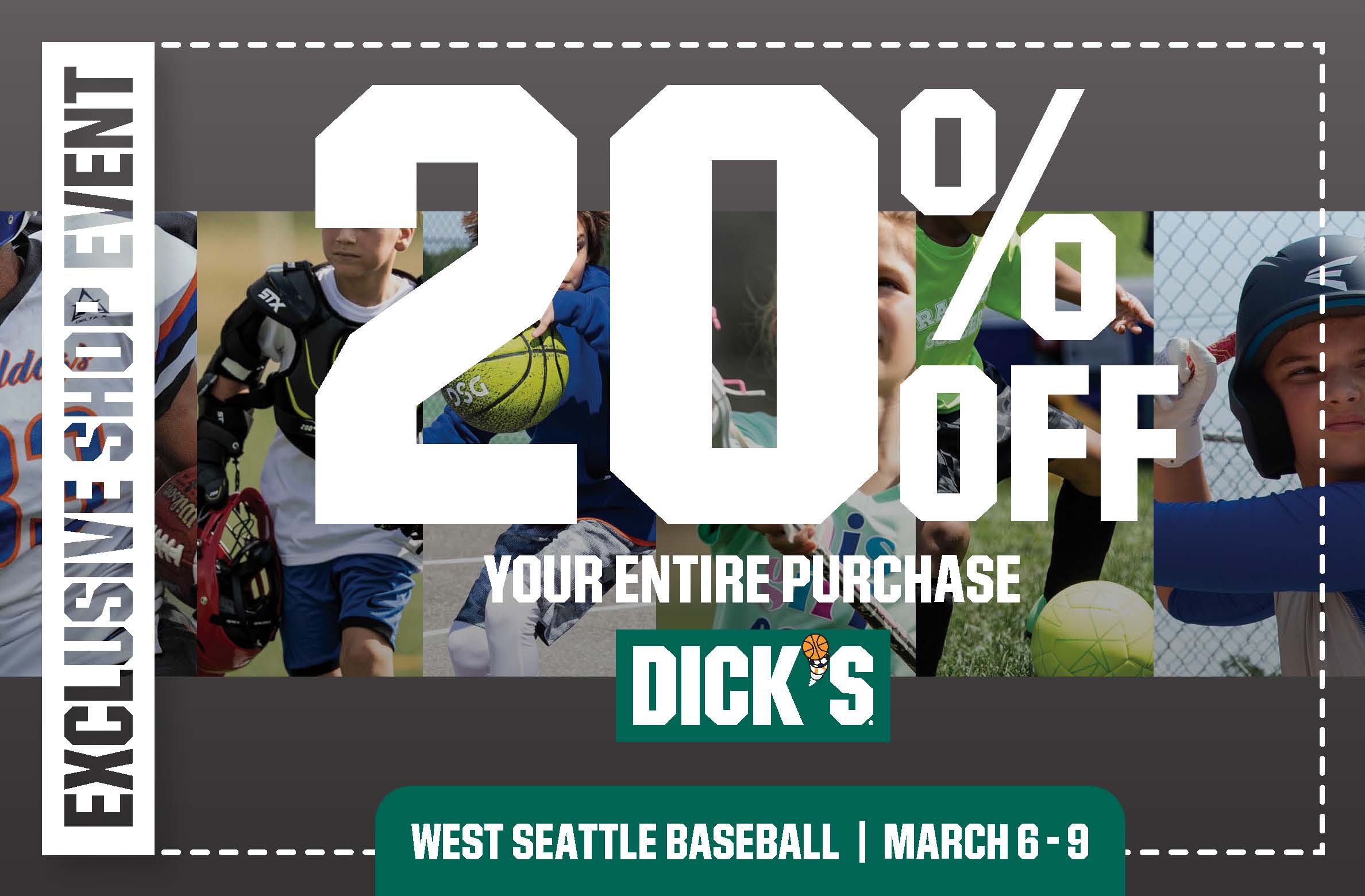 DICK'S Sporting Goods - 20% Off Exclusive Shop Event for West Seattle Baseball. In-store only.